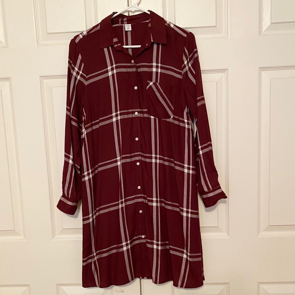 Old Navy Plaid Button Down Swing Dress